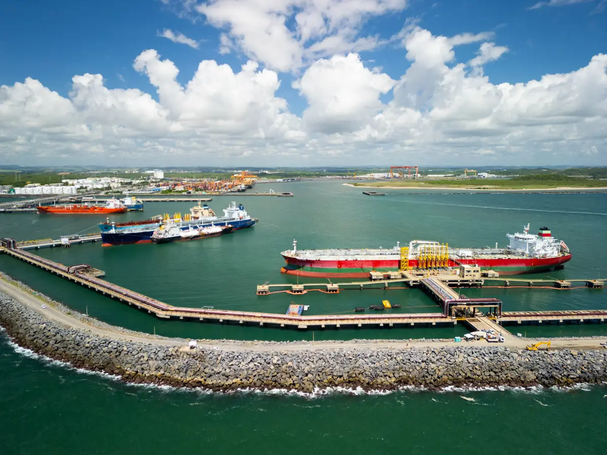 Product tanker alongside the jetty at the Port of Suape, Pernambuco, Brazil